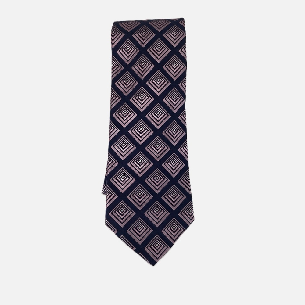 Ted Baker London Silk‎ Tie Hand Tailored USA Blue Pink Geometric